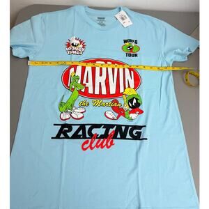 Looney Tunes Marvin Martian Racing Club Tee Blue M Graphic Shirt NWT